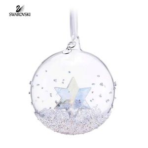 NIB Swarovski Christmas Ball 2014 With Star Inside Crystal Ornament #5059023